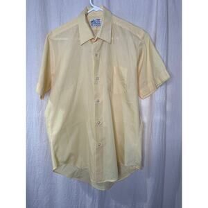1970s Kmart Pastel Butter Yellow Perma Press Disco Western Short Sleeve Shirt M